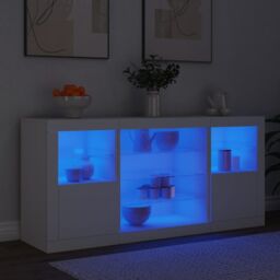 Berkfield Home Sideboard with LED Lights White 142.5x37x67 cm - thumbnail 4