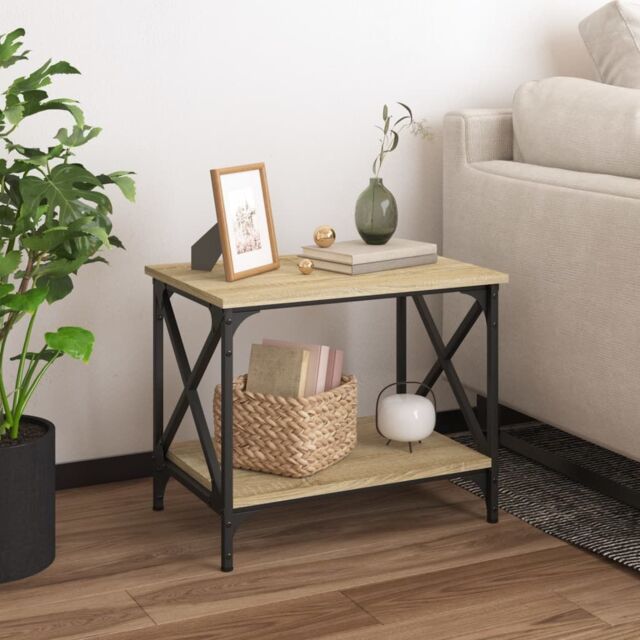 Berkfield Home Side Table Sonoma Oak 55x38x45 cm Engineered Wood in Brown - Size: 55 x 38 x 45 cm - image 1