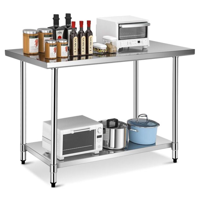 Costway 122 x 76 cm Stainless Steel Kitchen Prep Table Rolling Work Table Commercial Catering Table in Silver - image 1
