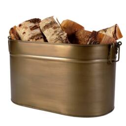 Dibor Antique Brass Medium Oval Fireplace Log Storage Bucket Coal Bucket in Gold - thumbnail 2