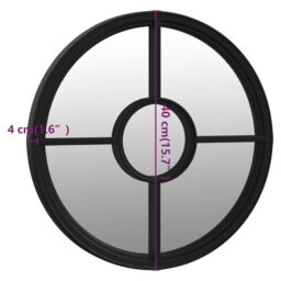 Berkfield Home Garden Mirror Black 40x4 cm Iron Round for Outdoor Use - thumbnail 6