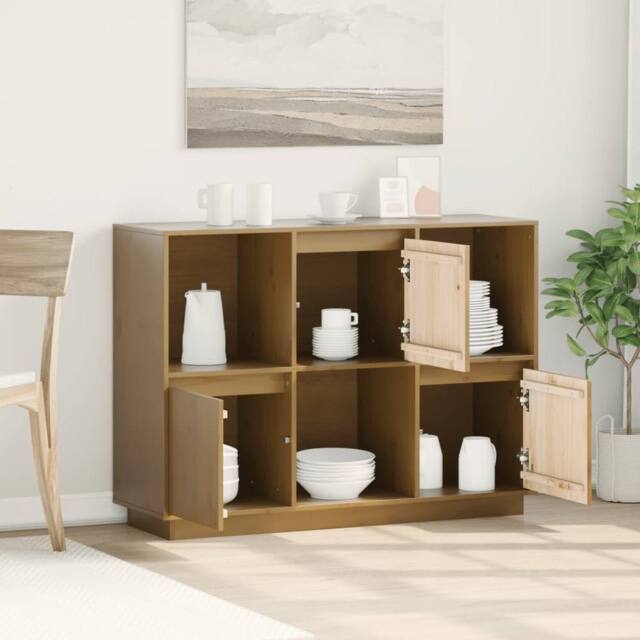Berkfield Home Sideboard Honey Brown 110.5x35x80 cm Solid Wood Pine - image 1