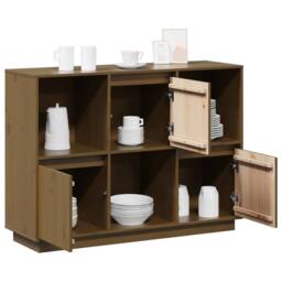 Berkfield Home Sideboard Honey Brown 110.5x35x80 cm Solid Wood Pine - thumbnail 5