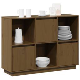 Berkfield Home Sideboard Honey Brown 110.5x35x80 cm Solid Wood Pine - thumbnail 4
