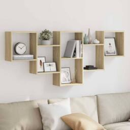 Berkfield Home Wall Shelf Sonoma Oak 159x18x66 cm Engineered Wood in Light Tan - Size: 159 x 18 x 66 cm - thumbnail 1