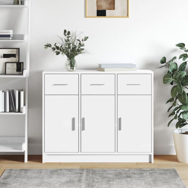 Berkfield Home Sideboard White 91x28x75 cm Engineered Wood - Size: 91 x 28 x 75 cm - image 1