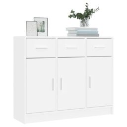 Berkfield Home Sideboard White 91x28x75 cm Engineered Wood - Size: 91 x 28 x 75 cm - thumbnail 3