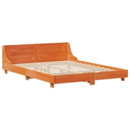 Berkfield Home Bed Frame without Mattress Wax Brown 140x200 cm Solid Wood Pine - thumbnail 5