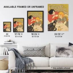 Artery8 Chocolate & Tea French Vintage Advert Steinlen Framed Wall Art Print - Size: A4 - thumbnail 3