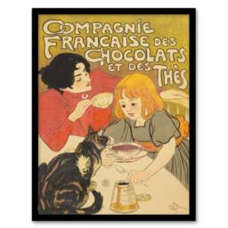 Artery8 Chocolate & Tea French Vintage Advert Steinlen Framed Wall Art Print - Size: A4 - thumbnail 1