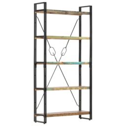 Berkfield Home 5-Tier Bookcase 90x30x180 cm Solid Reclaimed Wood in Brown - Size: 90 x 30 x 180 cm - thumbnail 1