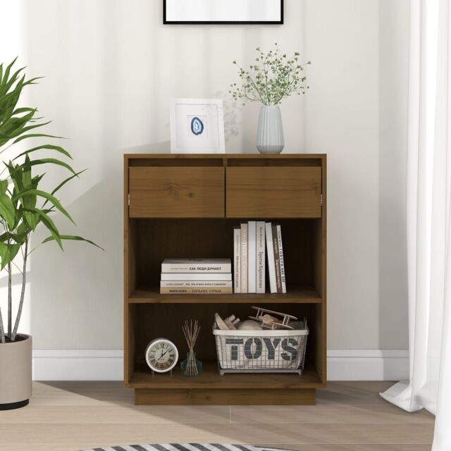 Berkfield Home Console Cabinet Honey Brown 60x34x75 cm Solid Wood Pine - Size: 60 x 34 x 75 cm - image 1