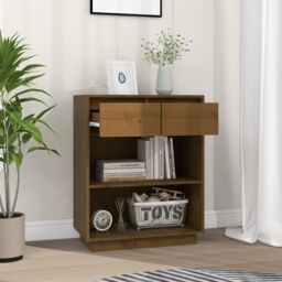 Berkfield Home Console Cabinet Honey Brown 60x34x75 cm Solid Wood Pine - Size: 60 x 34 x 75 cm - thumbnail 3