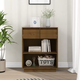 Berkfield Home Console Cabinet Honey Brown 60x34x75 cm Solid Wood Pine - Size: 60 x 34 x 75 cm - thumbnail 1