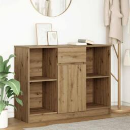 Berkfield Home Sideboard with Drawer Artisan Oak 101x35x76 cm Engineered Wood in Brown - Size: 101 x 35 x 76 cm - thumbnail 2