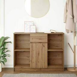 Berkfield Home Sideboard with Drawer Artisan Oak 101x35x76 cm Engineered Wood in Brown - Size: 101 x 35 x 76 cm - thumbnail 1