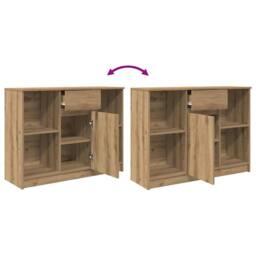 Berkfield Home Sideboard with Drawer Artisan Oak 101x35x76 cm Engineered Wood in Brown - Size: 101 x 35 x 76 cm - thumbnail 9
