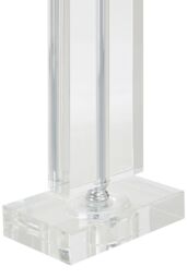Orsina Rectangular Table Lamp With Crystal Base, Chrome Finish Metal Tube Table Lamp With White Fabric Shade - thumbnail 4