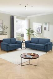 More4Homes Malmo Modern Scandi Style Fabric Living Room 2+3 Seater Sofa Set in Blue