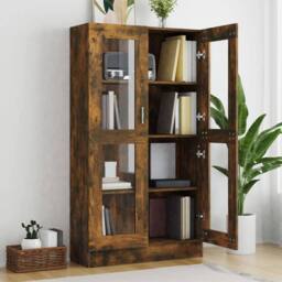 Berkfield Home Vitrine Cabinet Smoked Oak 82.5x30.5x150 cm Engineered Wood in Brown - thumbnail 6