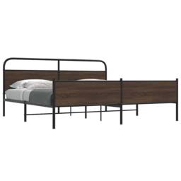 Berkfield Home Metal Bed Frame without Mattress Brown Oak 200x200 cm - thumbnail 2