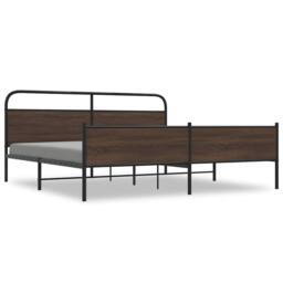 Berkfield Home Metal Bed Frame without Mattress Brown Oak 200x200 cm
