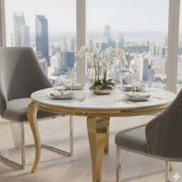 HOME LUXE INTERIOR Set of 2 Lasco Grey & Silver Velvet Dining Chairs with Metal Legs - thumbnail 6