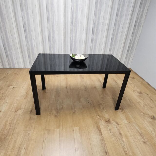 KOSY KOALA Dining Table Black Glass Kitchen Place for 4 Seats, Dining Table Only (Black H 75 x L 120 x W 70 cm) in Brown - image 1