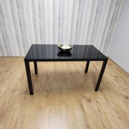 KOSY KOALA Dining Table Black Glass Kitchen Place for 4 Seats, Dining Table Only (Black H 75 x L 120 x W 70 cm) in Brown