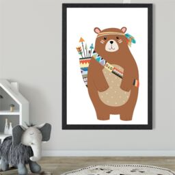 ARTZE Standing Bear Tribal Animal Framed Print SIZE: A3 with Black Frame in Brown - Size: A4 - thumbnail 2