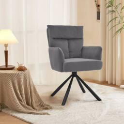 KORVIXA Velvet Fabric Rotating Accent Armchairs in Grey - Size: 100 cm x 100 cm - thumbnail 4