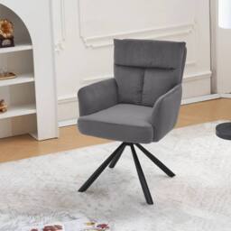 KORVIXA Velvet Fabric Rotating Accent Armchairs in Grey - Size: 100 cm x 100 cm - thumbnail 3