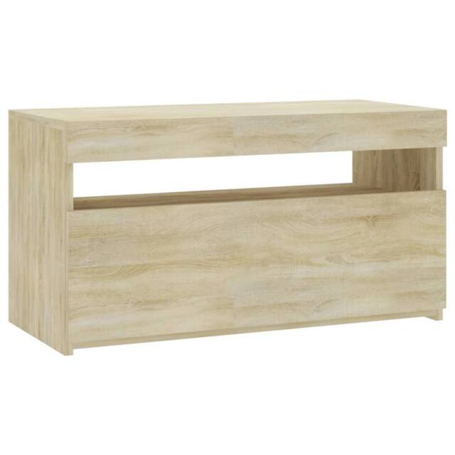 Berkfield Home TV Cabinet with LED Lights Sonoma Oak 75x35x40 cm in Tan - Size: 75 x 35 x 40 cm - image 1