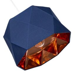 Happy Homewares Cotton Fabric Geometric Shade with Inner Brushed Metal Effect Lining in Midnight - Size: 12 inches - thumbnail 4