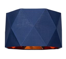 Happy Homewares Cotton Fabric Geometric Shade with Inner Brushed Metal Effect Lining in Midnight - Size: 12 inches