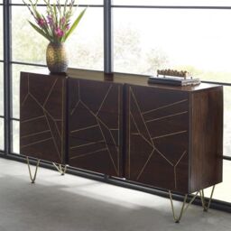 IH Design Large Sideboard with Doors & Drawers Deiondre Dark Mango in Brown - thumbnail 1