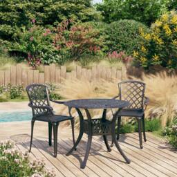 Berkfield Home Beautiful 3 Piece Bistro Set Cast Aluminium Black - thumbnail 2