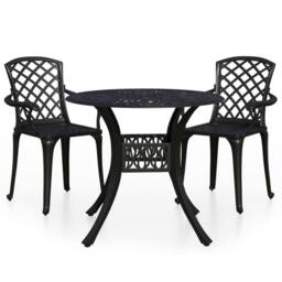 Berkfield Home Beautiful 3 Piece Bistro Set Cast Aluminium Black - thumbnail 3
