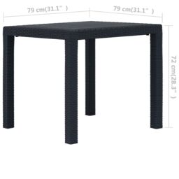 Berkfield Home Garden Table Anthracite 79x79x72 cm Plastic Rattan Look in Black - Size: 79 x 79 x 72 cm - thumbnail 5