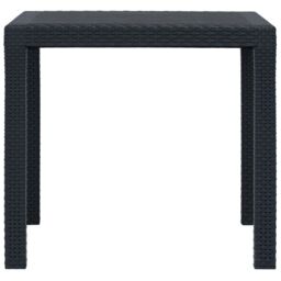 Berkfield Home Garden Table Anthracite 79x79x72 cm Plastic Rattan Look in Black - Size: 79 x 79 x 72 cm - thumbnail 2