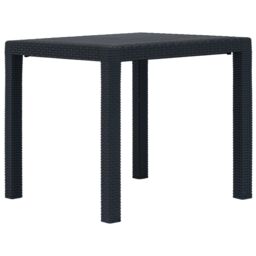 Berkfield Home Garden Table Anthracite 79x79x72 cm Plastic Rattan Look in Black - Size: 79 x 79 x 72 cm