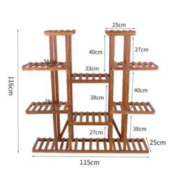NESTLUNE Multi Tier Wood Plant Stand Display Flower Rack 11 Pots in Brown - Size: 100 cm x 15 cm - thumbnail 2