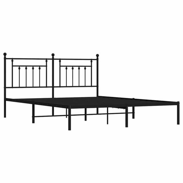 Berkfield Home Metal Bed Frame with Headboard Black 183x213 cm - image 1