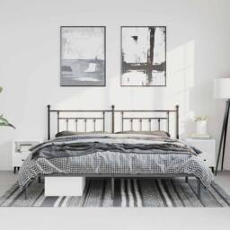 Berkfield Home Metal Bed Frame with Headboard Black 183x213 cm - thumbnail 4