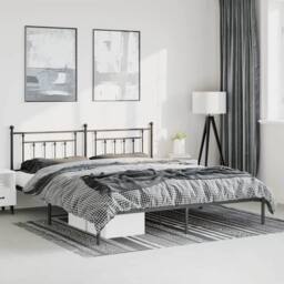 Berkfield Home Metal Bed Frame with Headboard Black 183x213 cm - thumbnail 2