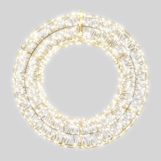 Pegdev Christmas Pre Lit Micro LED Wreath Timer 70x9cm Warm White 1200 LEDs 5m Lead - Size: 70x9 cm - image 1