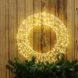 Pegdev Christmas Pre Lit Micro LED Wreath Timer 70x9cm Warm White 1200 LEDs 5m Lead - Size: 70x9 cm - thumbnail 3