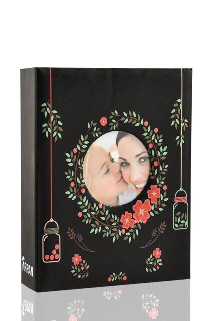 "Arpan Fashion Design 200 Holds Photo Album for 5""X7(13X18cm) Photo with Window (Cream-Flower) in Black - Size: 13X18 cm" - image 1