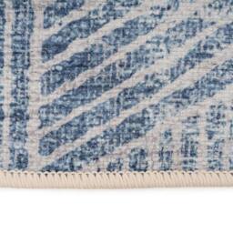 Kukoon Denim Blue Geometric Soft Pile Living Room Area Rug Bedroom Runner Mat in Mid Blue - Size: 80 cm x 300 cm - thumbnail 4