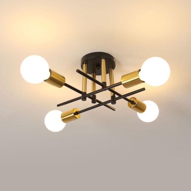 COMELY Industrial LED Ceiling Light, 4-Lights Gold Ceiling Lights, E27 Base - image 1